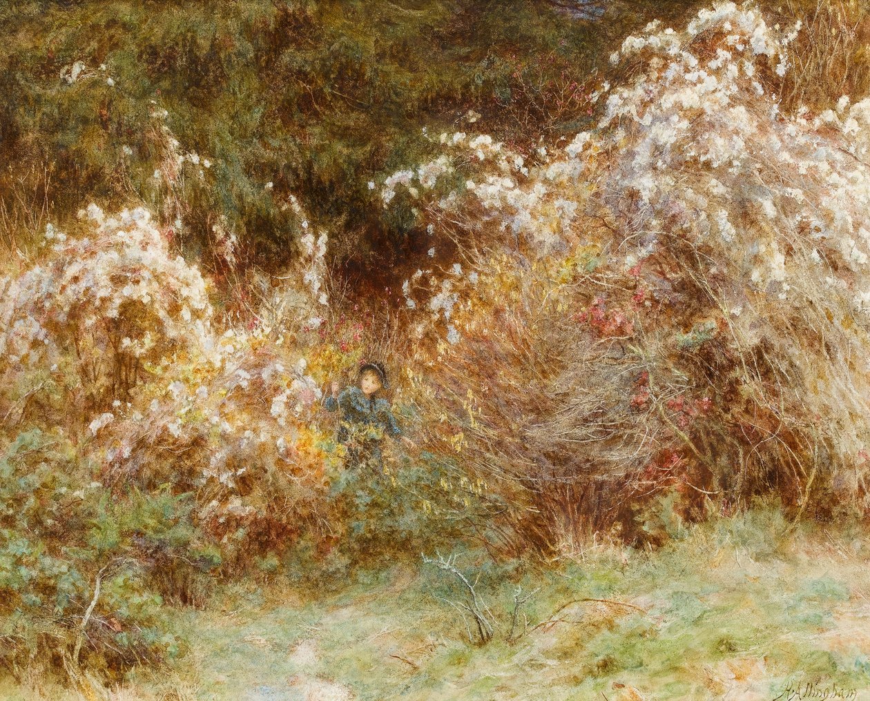 Travellers Joy: A Surrey Hedgerow (wc paperilla) tekijältä Helen Allingham