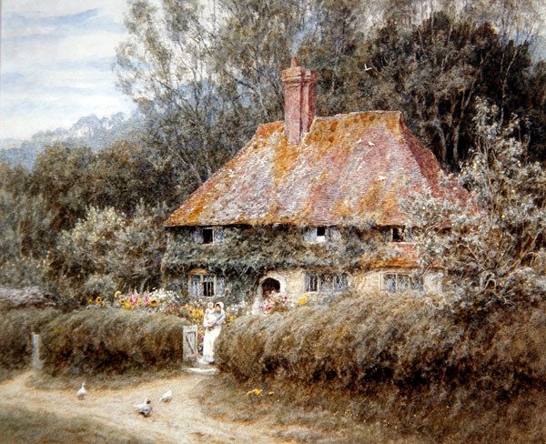 Valewood Farm, Blackdownin alla, Surrey (akvarelli paperille) tekijältä Helen Allingham