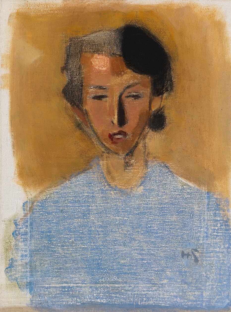 Tytön muotokuva sinisessä ja ruskeassa (Inez) tekijältä Helene Schjerfbeck