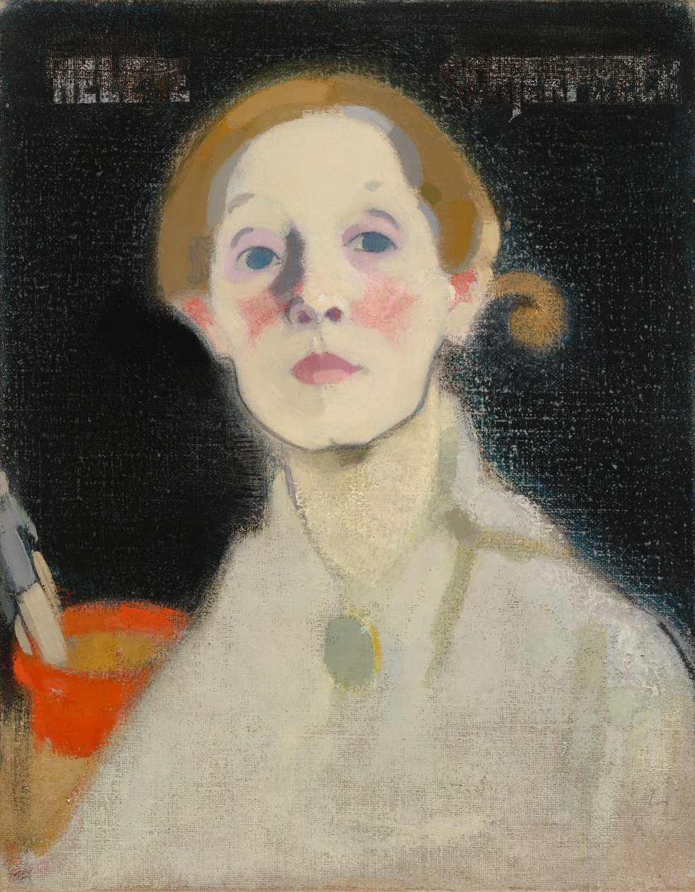 Omakuva, musta tausta tekijältä Helene Schjerfbeck