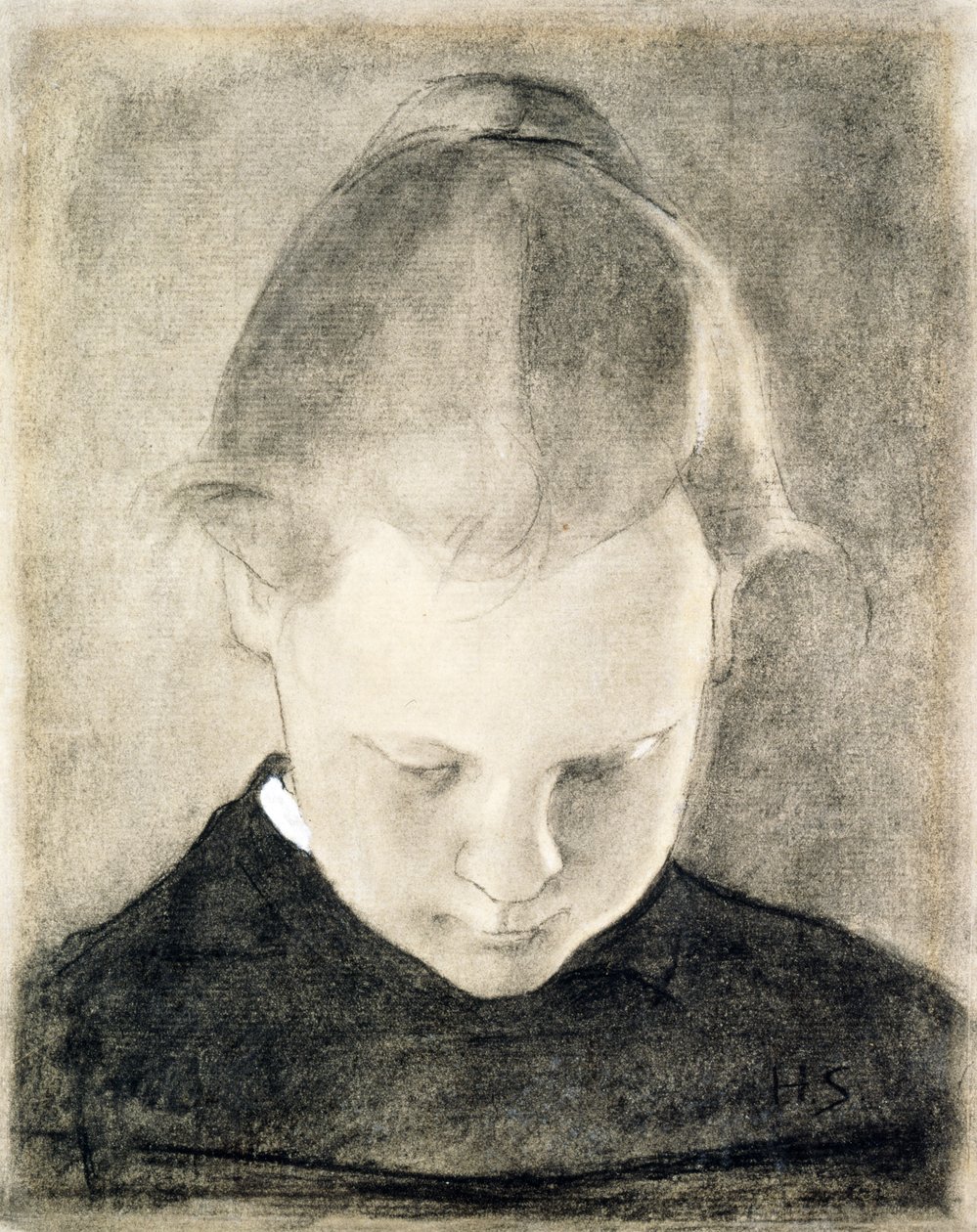 The Reading Girl, n. 1905 (hiili ja guassi paperilla) tekijältä Helene Schjerfbeck