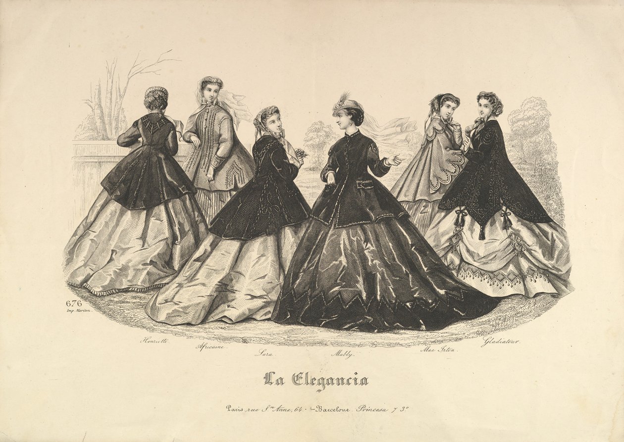 Six Women Outdoors, nro 676, La Elegancia, 1865-66. tekijältä Heloise Leloir