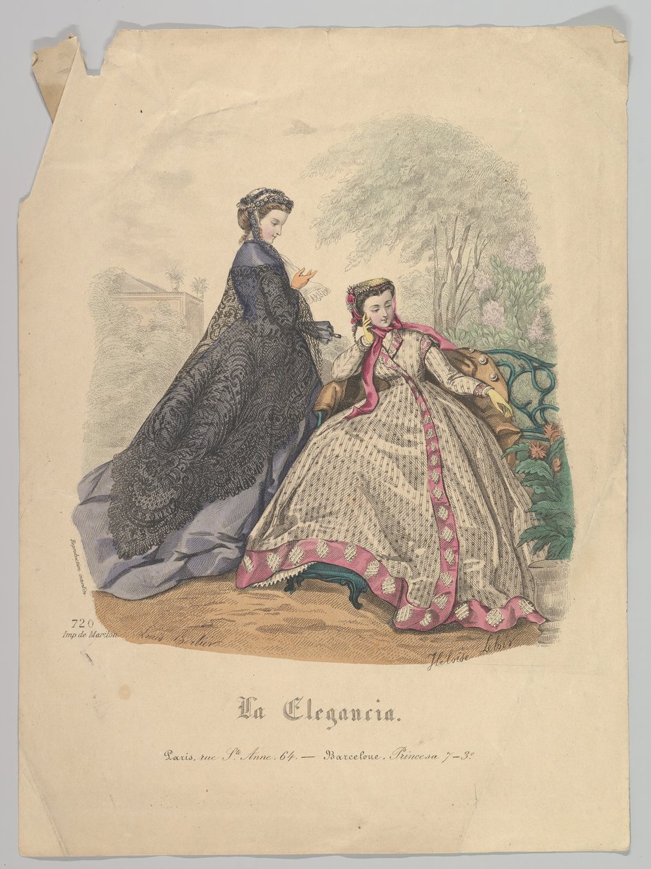 Two Women Outdoors, nro 720, La Elegancia Barcelonasta, 1800-luku. tekijältä Heloise Leloir