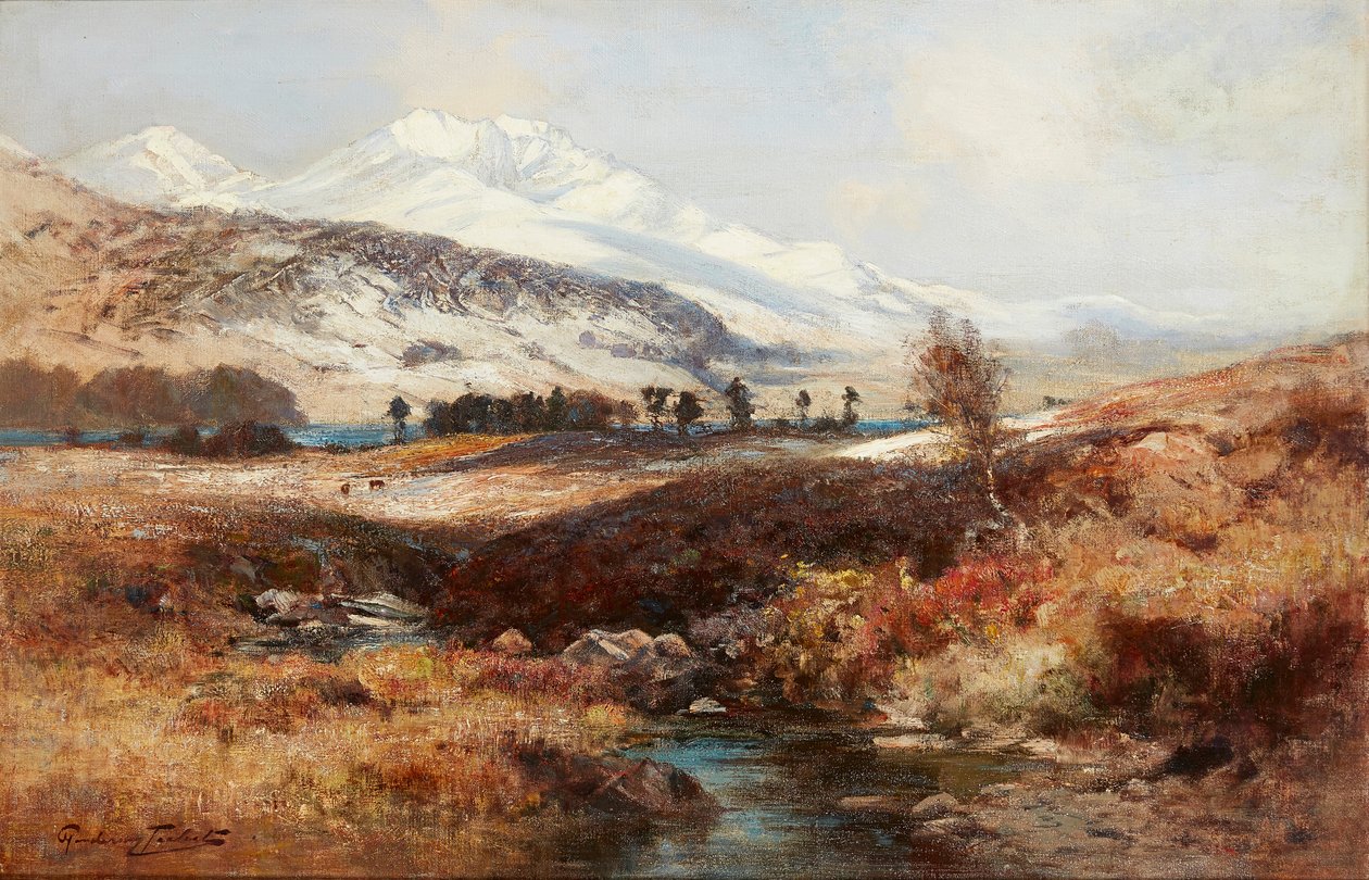 Snowy Highland Landscape (oli sobre tela) finlandès tekijältä Henderson Tarbet