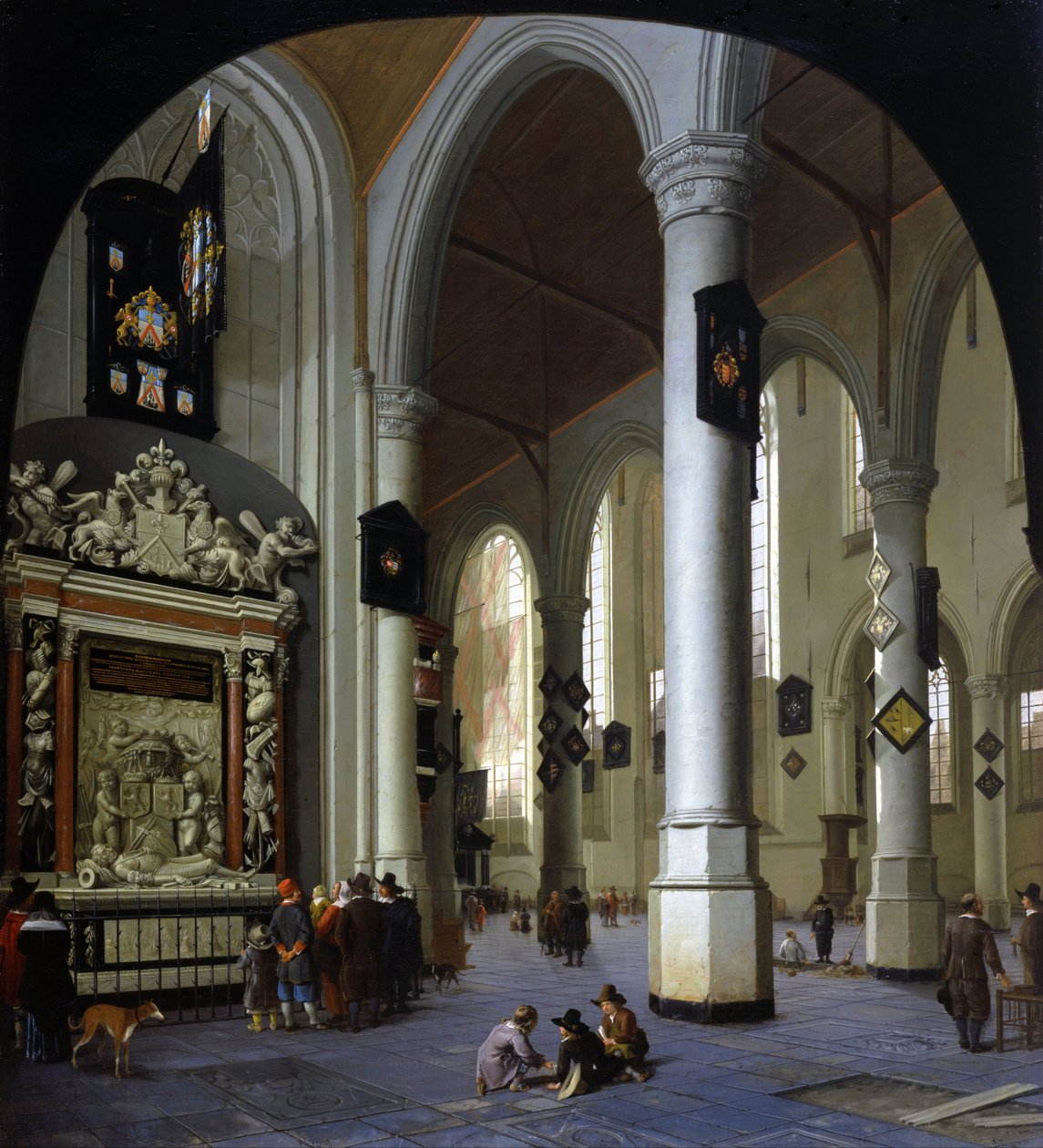 Vanha kirkko Delftissä amiraali Trompin haudalla tekijältä Hendrik Cornelisz. van Vliet