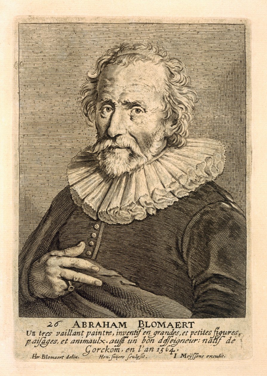 Abraham Bloemaertin muotokuva, kaiverrus Johannes Meyssens (1612-70) tekijältä Hendrick Bloemaert