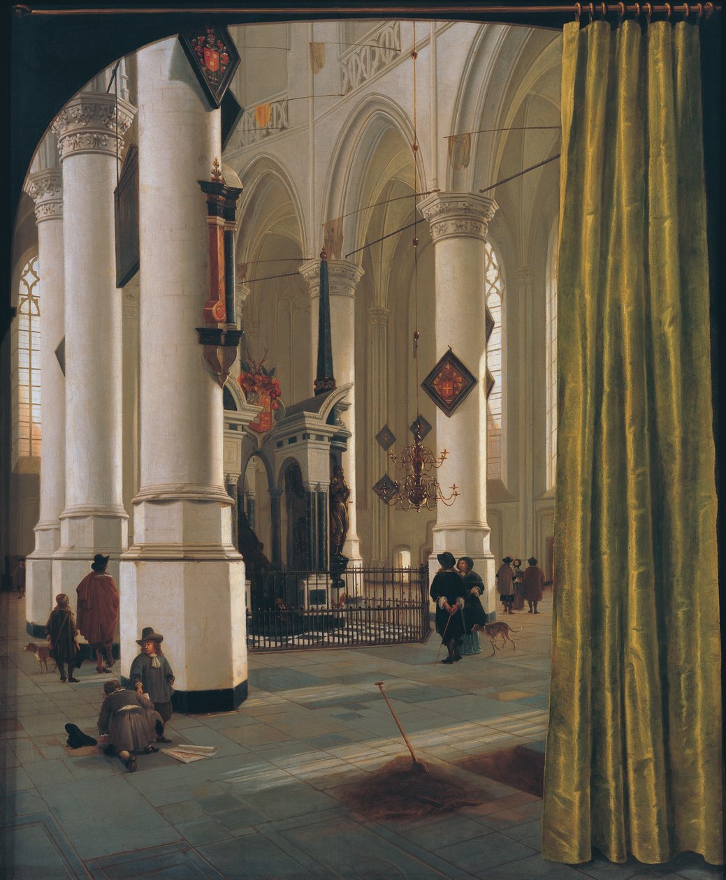 Das Innere der Nieuwe Kerk Delft mit dem Grabmal des Prinzen Wilhelms des Schweigsamen von Oranien (1533-1584) tekijältä Hendrik Cornelisz. van Vliet