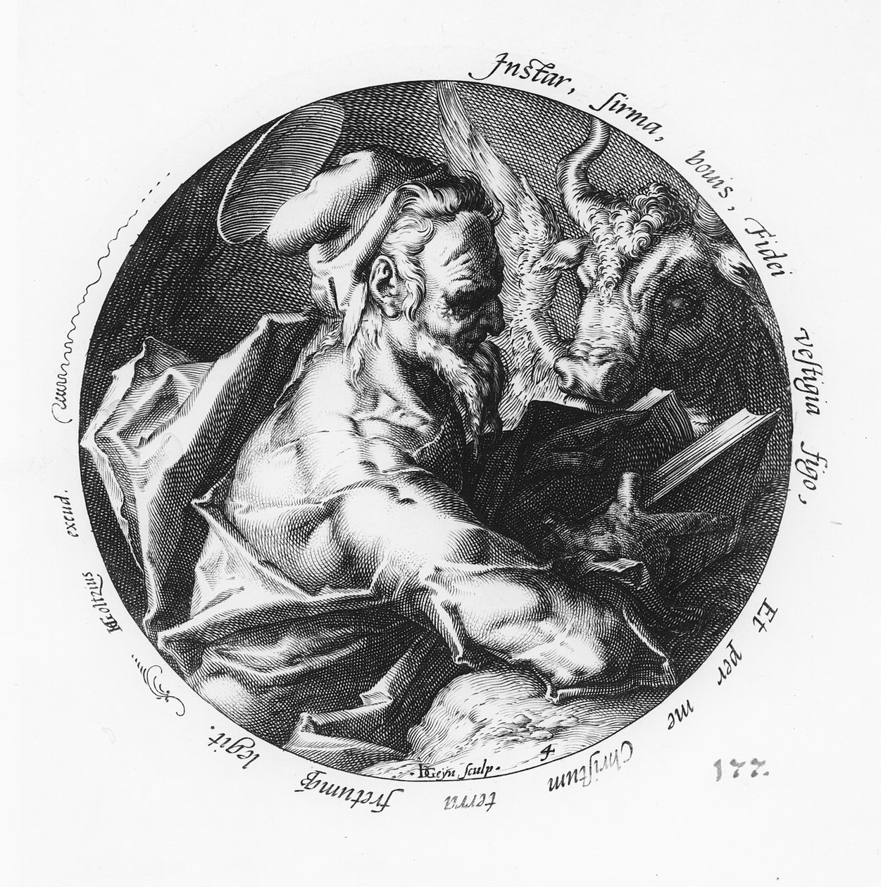 Pyhä Luukas, kaiverrus Jacob II de Gheyn (1565-1629) tekijältä Hendrik Goltzius