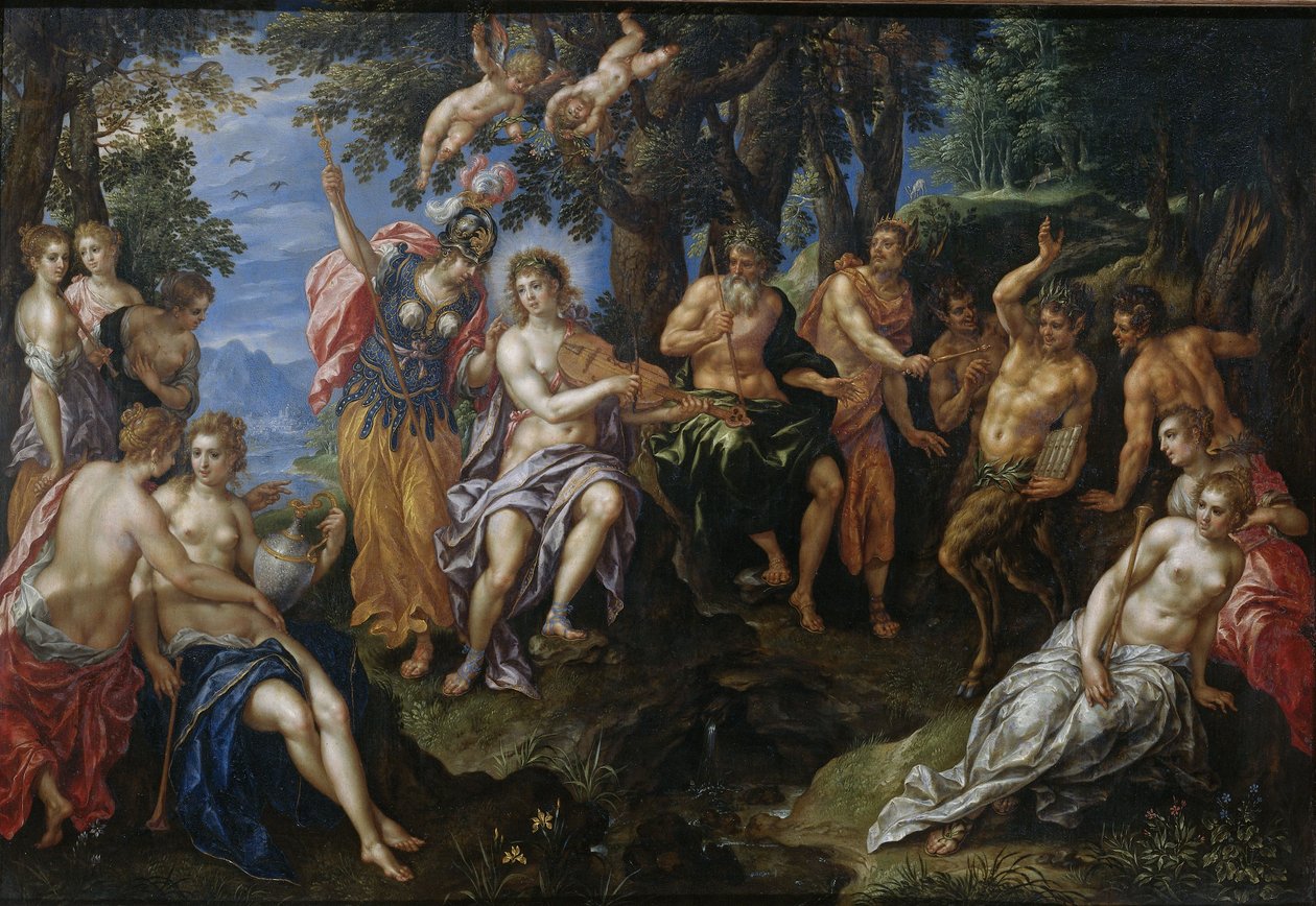 Apollon ja Panin välinen kilpailu tekijältä Hendrick de Clerck