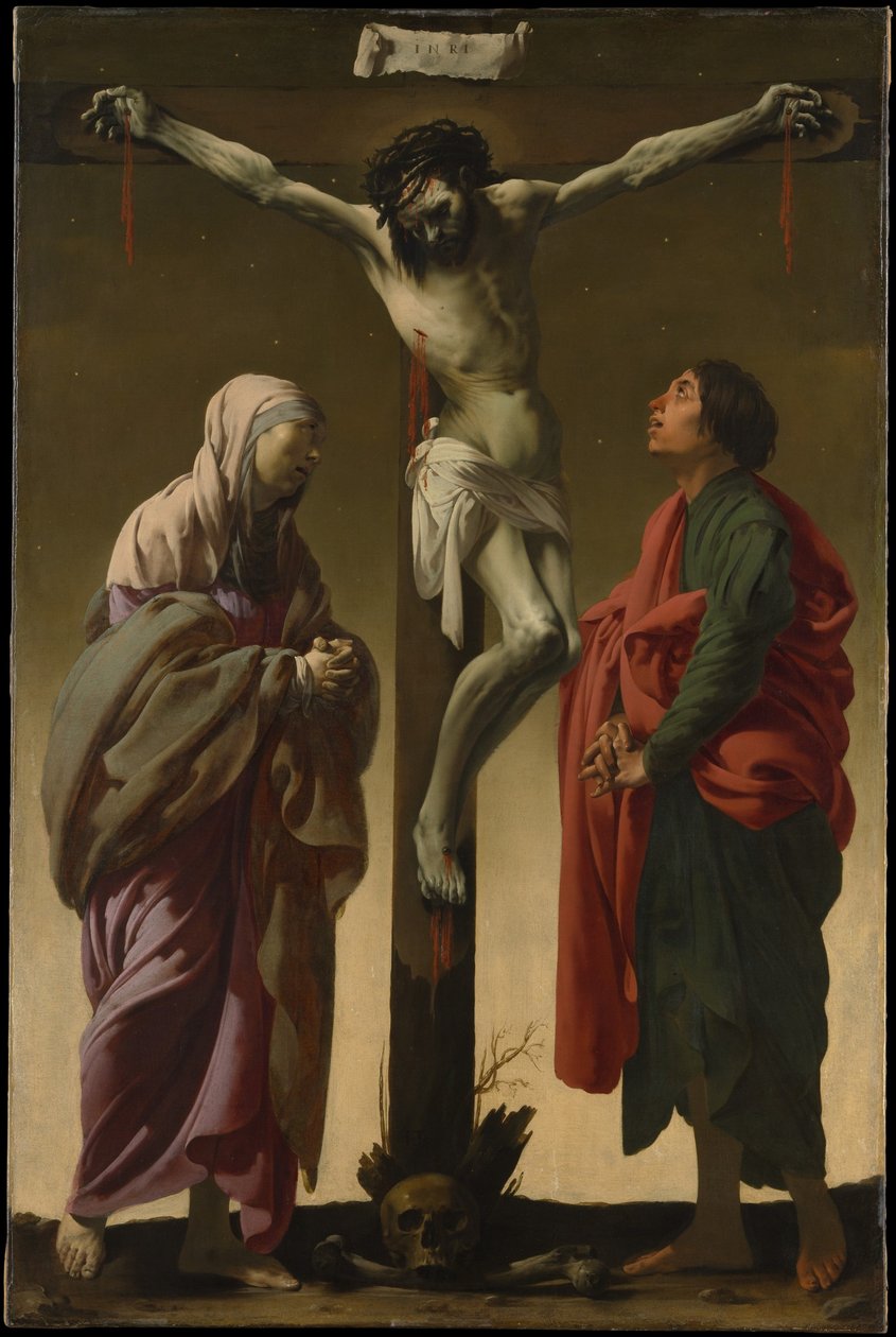 Ristiinnaulitseminen Neitsyten ja Pyhän Johanneksen kanssa tekijältä Hendrick ter Brugghen