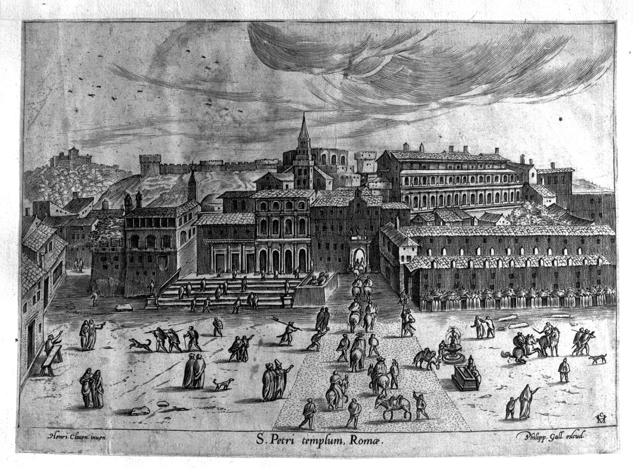 Pyhän Pietarin kirkko, Philipp Gallen vuonna 1567 julkaisemasta Views of Rome -kirjasta tekijältä Hendrick van Cleve