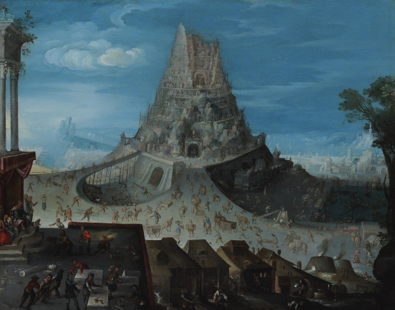 Baabelin torni (öljy kuparilla) tekijältä Hendrick van Cleve
