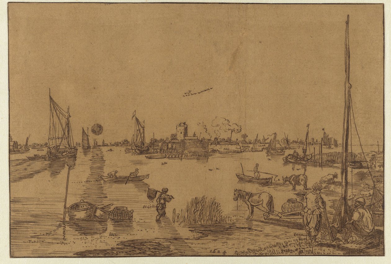 Iltamaisema kalastajien kanssa tekijältä Hendrick Avercamp (possibly)