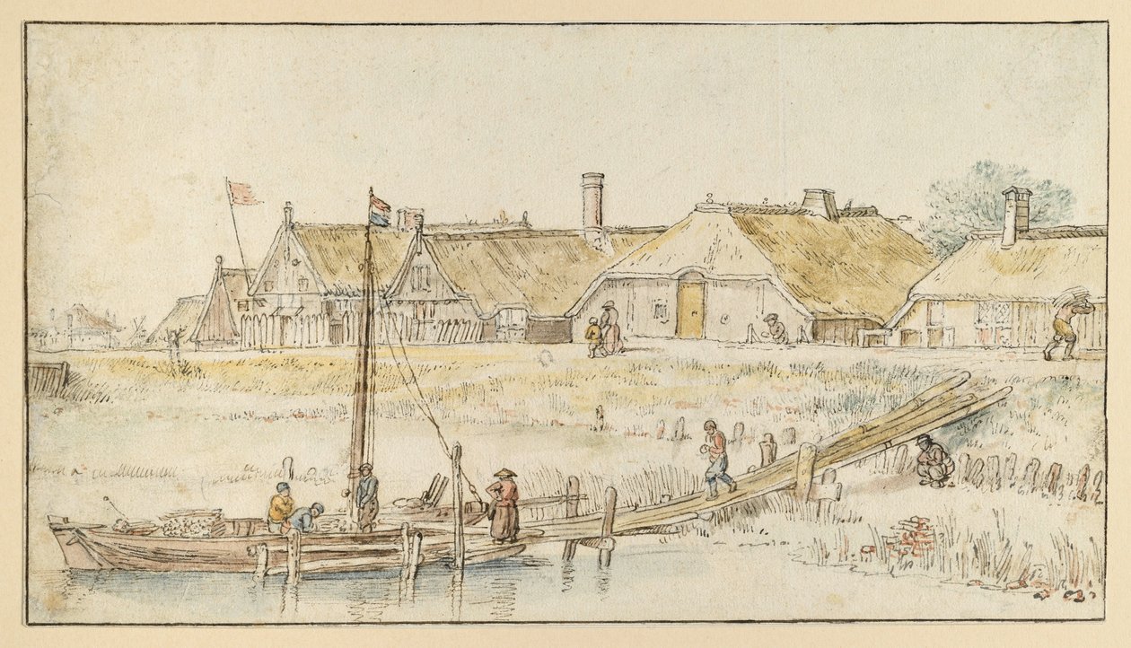 Kylätie kanavan rannalla tekijältä Hendrick Avercamp