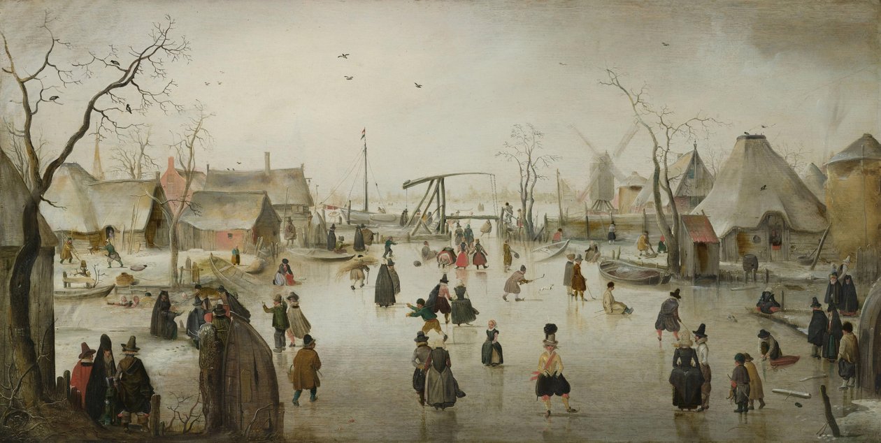 Hollanti: Jääviihdettä kylän Ice Scene -tapahtumassa tekijältä Hendrick Avercamp
