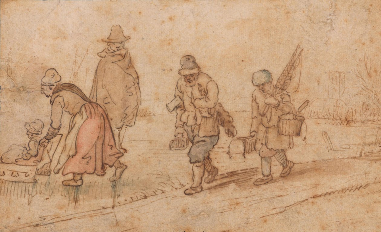 Hahmoja talvisessa maisemassa tekijältä Hendrick Avercamp