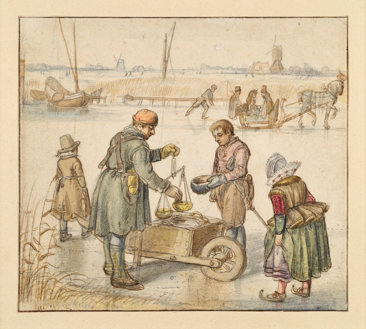 Kauppias jäällä tekijältä Hendrick Avercamp