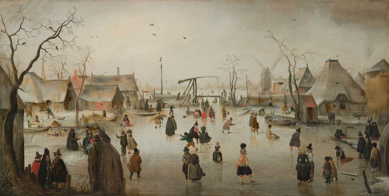 Luistelu kylässä tekijältä Hendrick Avercamp