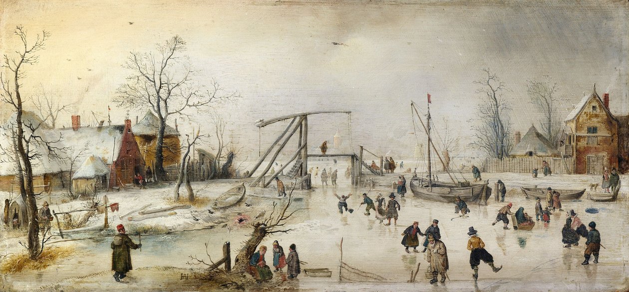 Kohtaus jäällä tekijältä Hendrick Avercamp