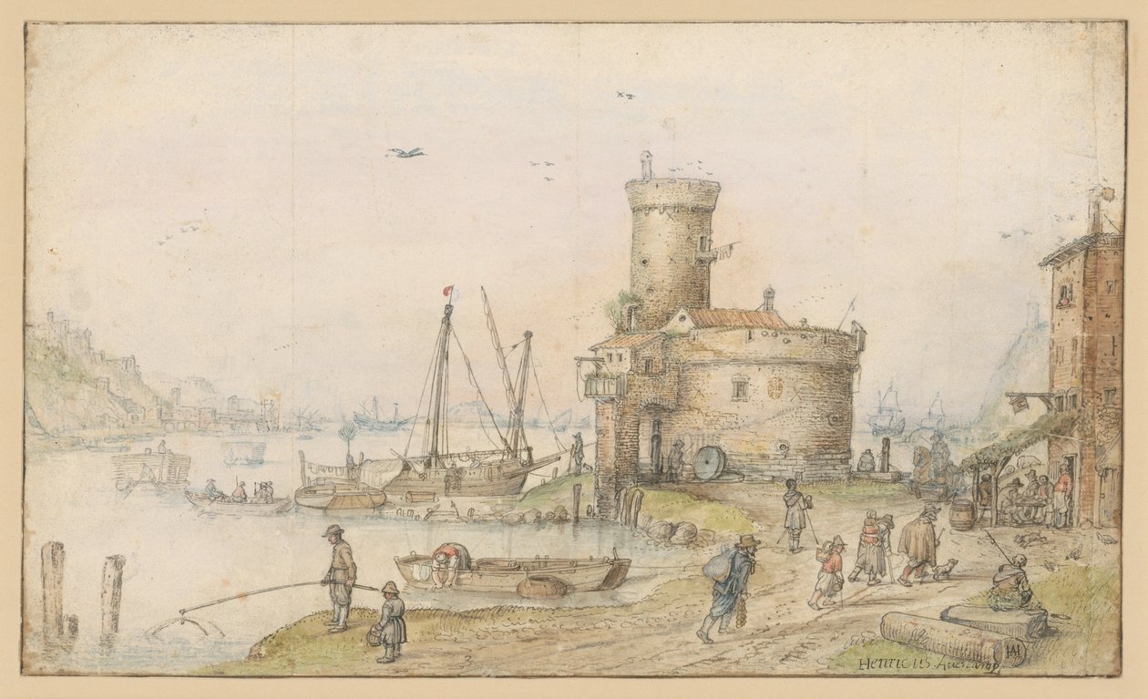Kaupunki joen varrella tekijältä Hendrick Avercamp