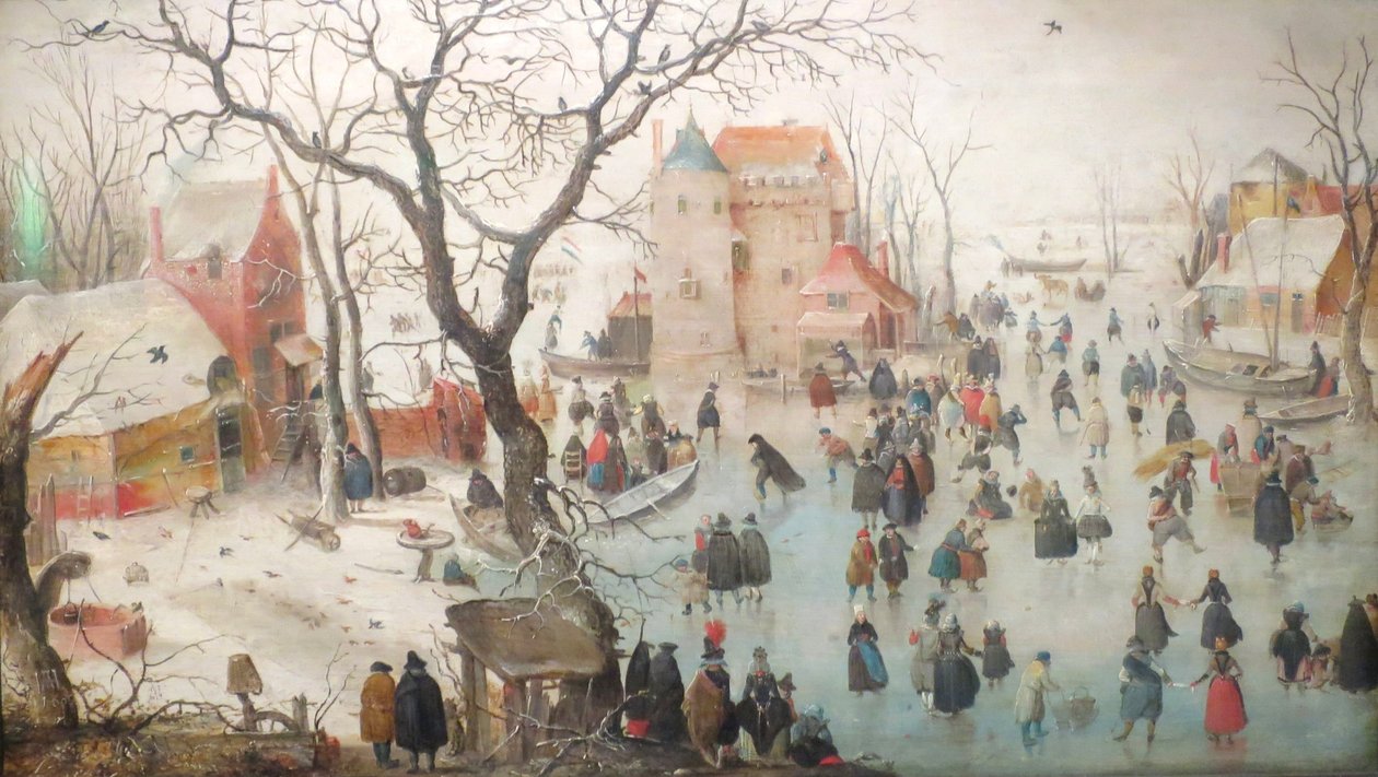 Talvi maisema luistelijoiden kanssa tekijältä Hendrick Avercamp