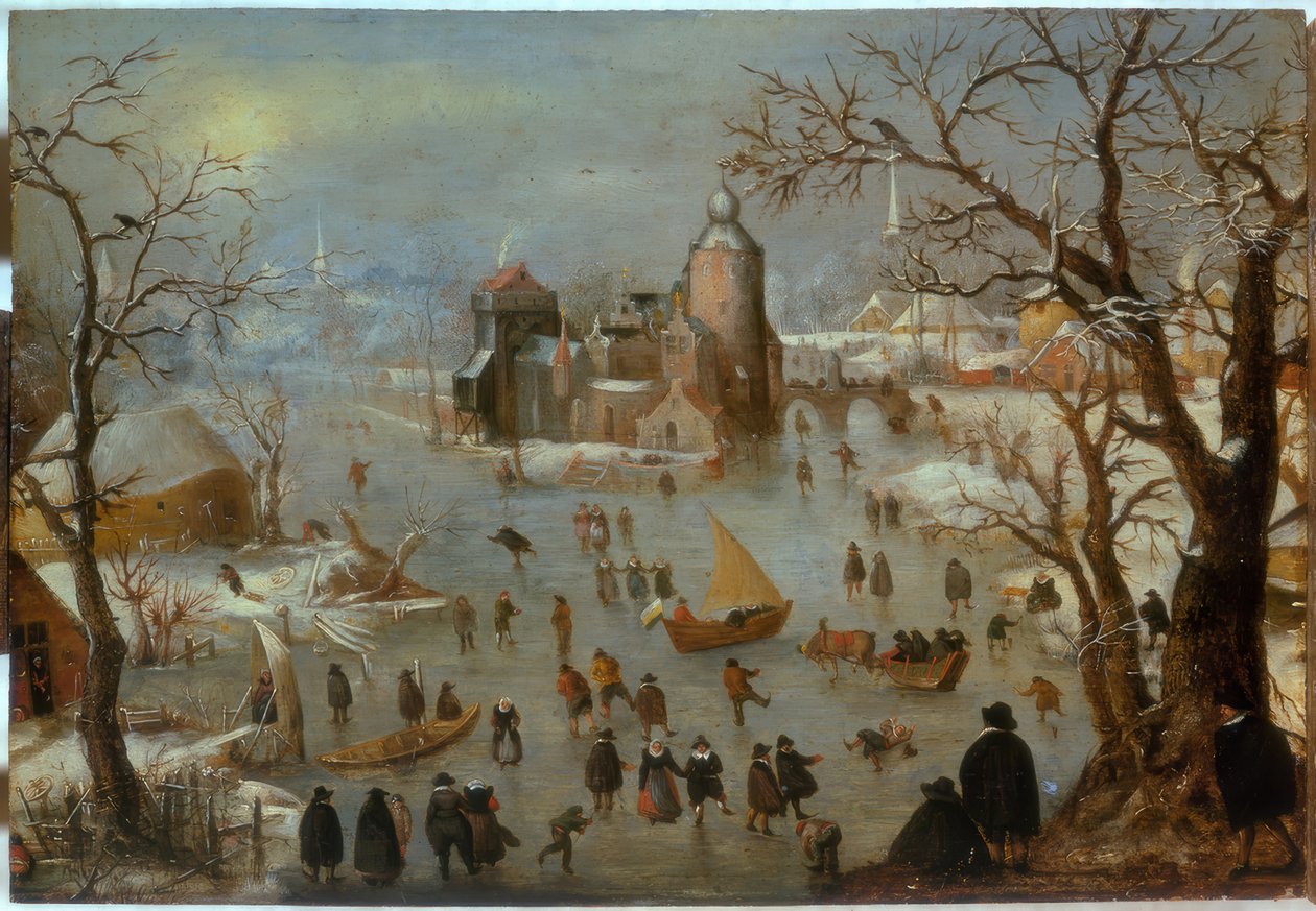 Talvimaisema luistelijoiden kanssa tekijältä Hendrick Avercamp