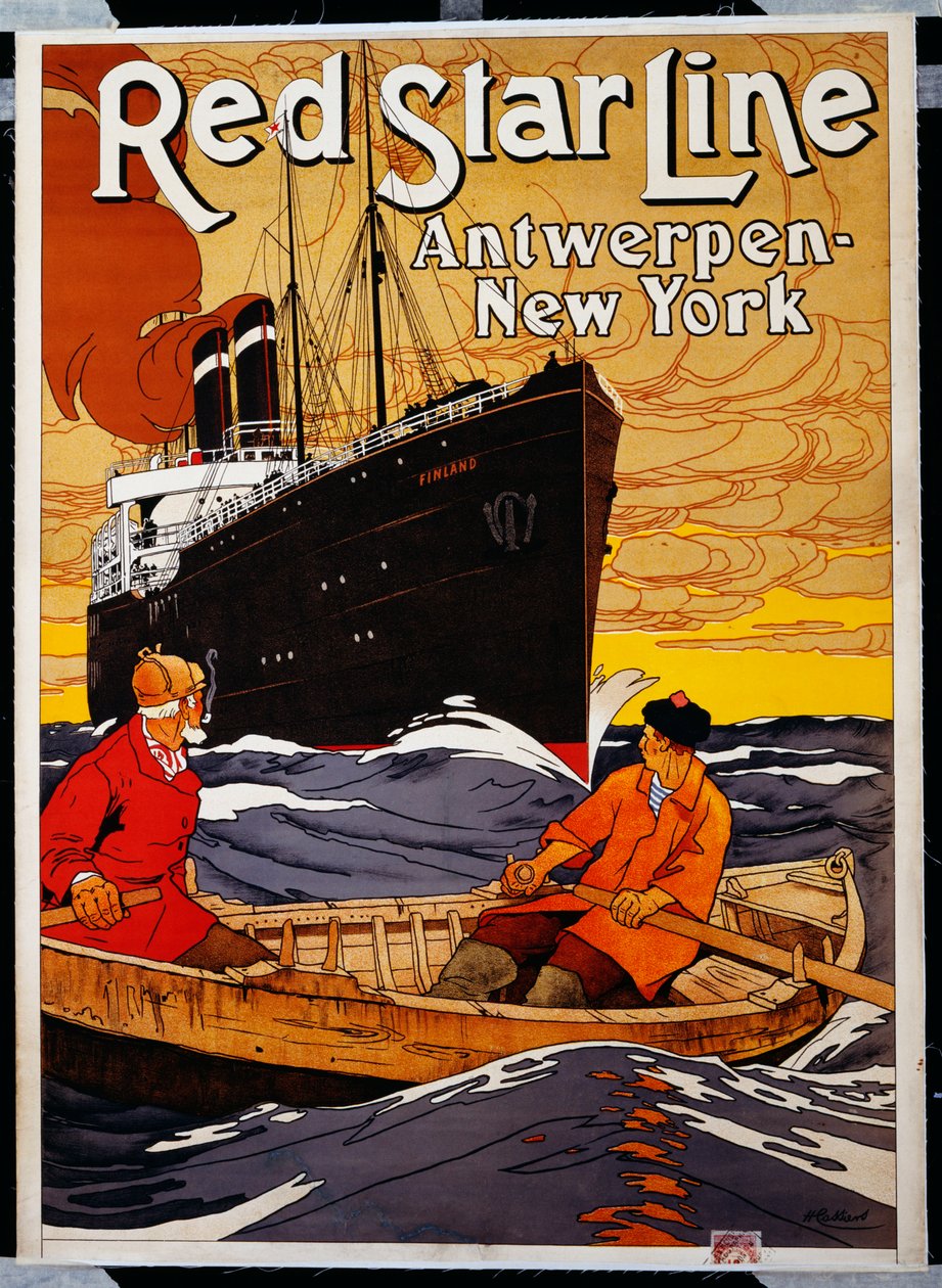 Red Star Line, n. 1900 (litografia väreissä) tekijältä Hendrick Cassiers