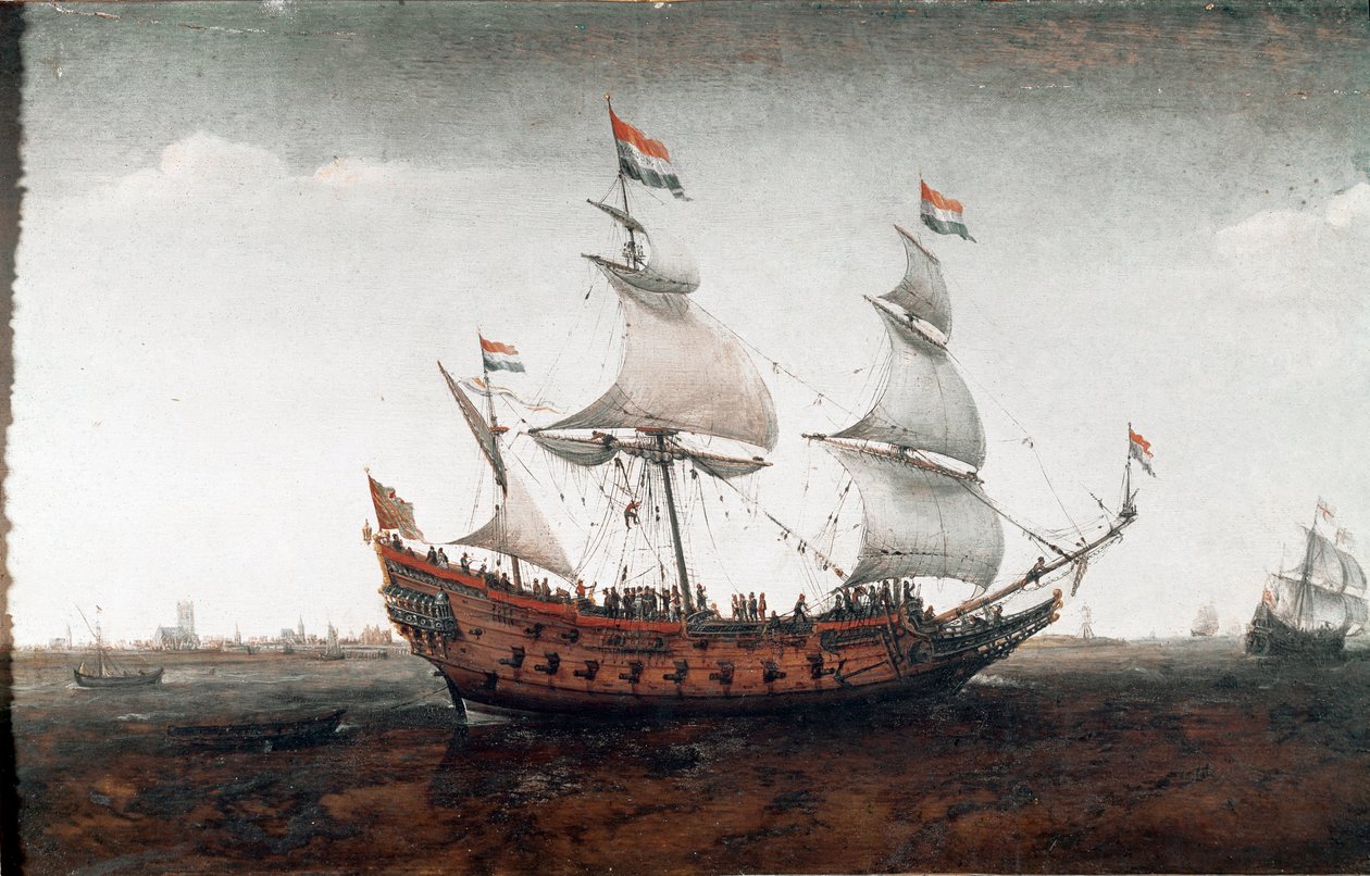 Hollantilainen laiva syvällä merellä (maalaus tekijältä Hendrick Cornelisz. Vroom