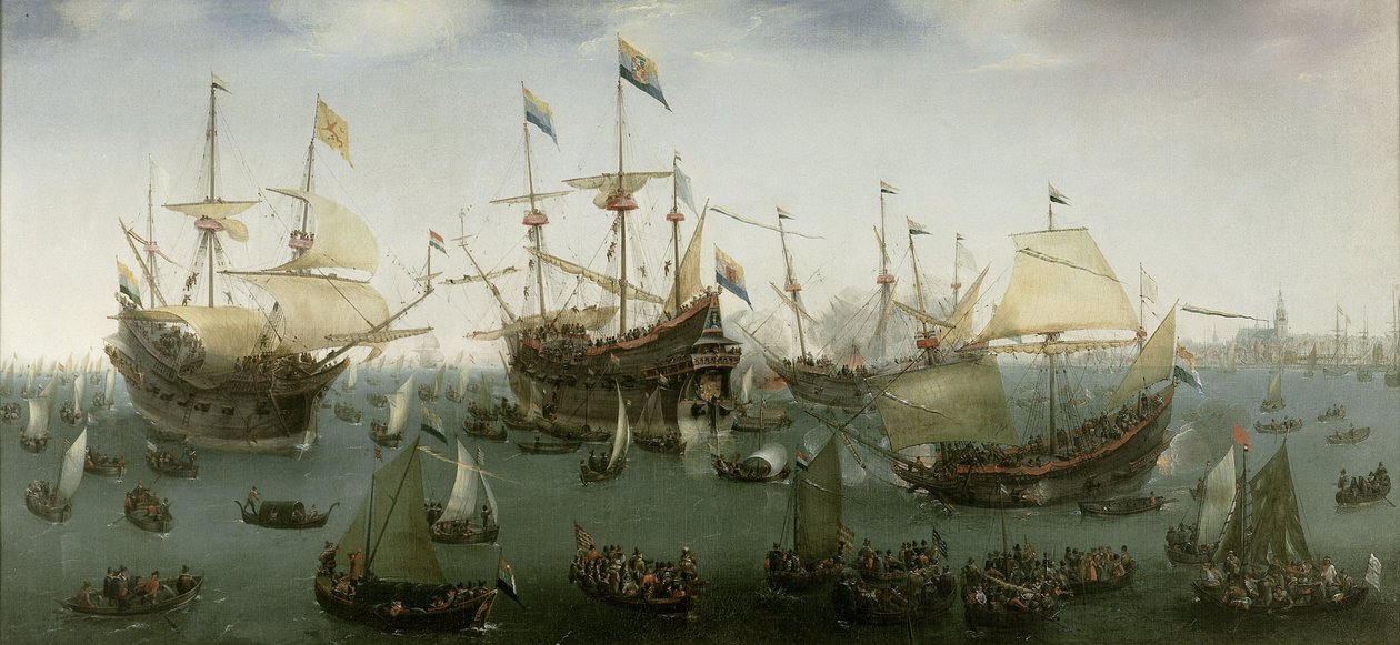 Toisen Itä-Intian tutkimusmatkan paluu Amsterdamiin tekijältä Hendrick Cornelisz. Vroom