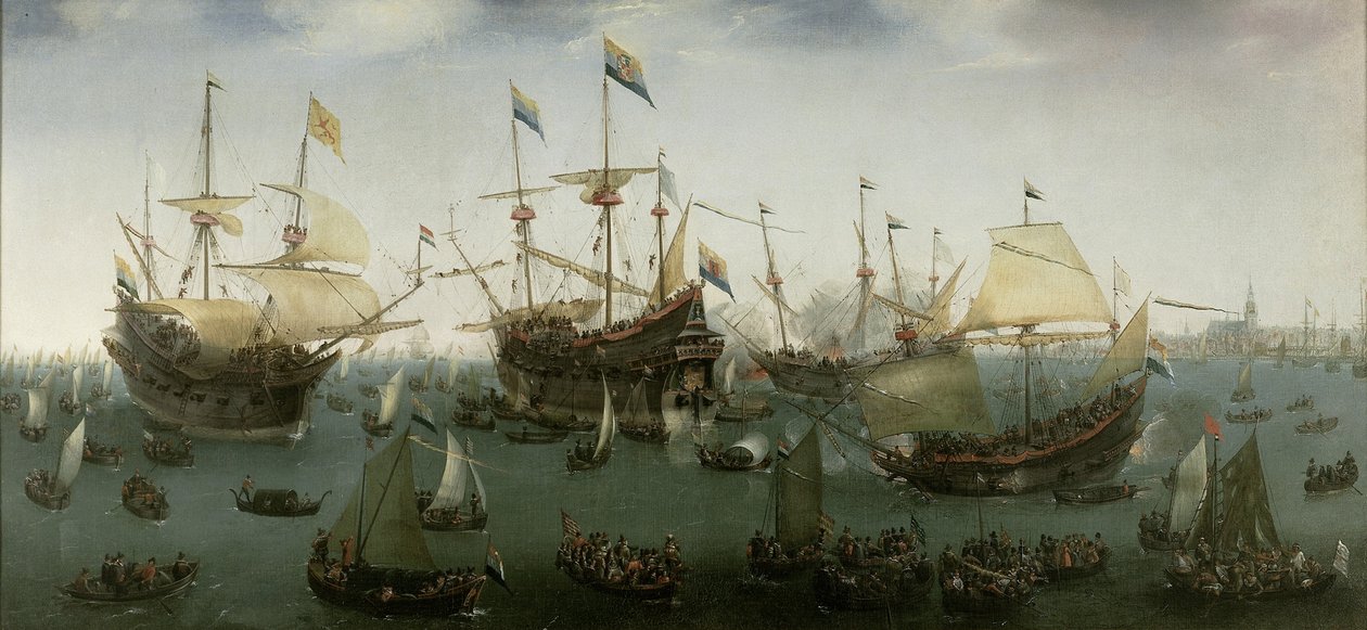 Toisen Itä-Intian tutkimusmatkan paluu Amsterdamiin, 19. heinäkuuta 1599 tekijältä Hendrick Cornelisz. Vroom