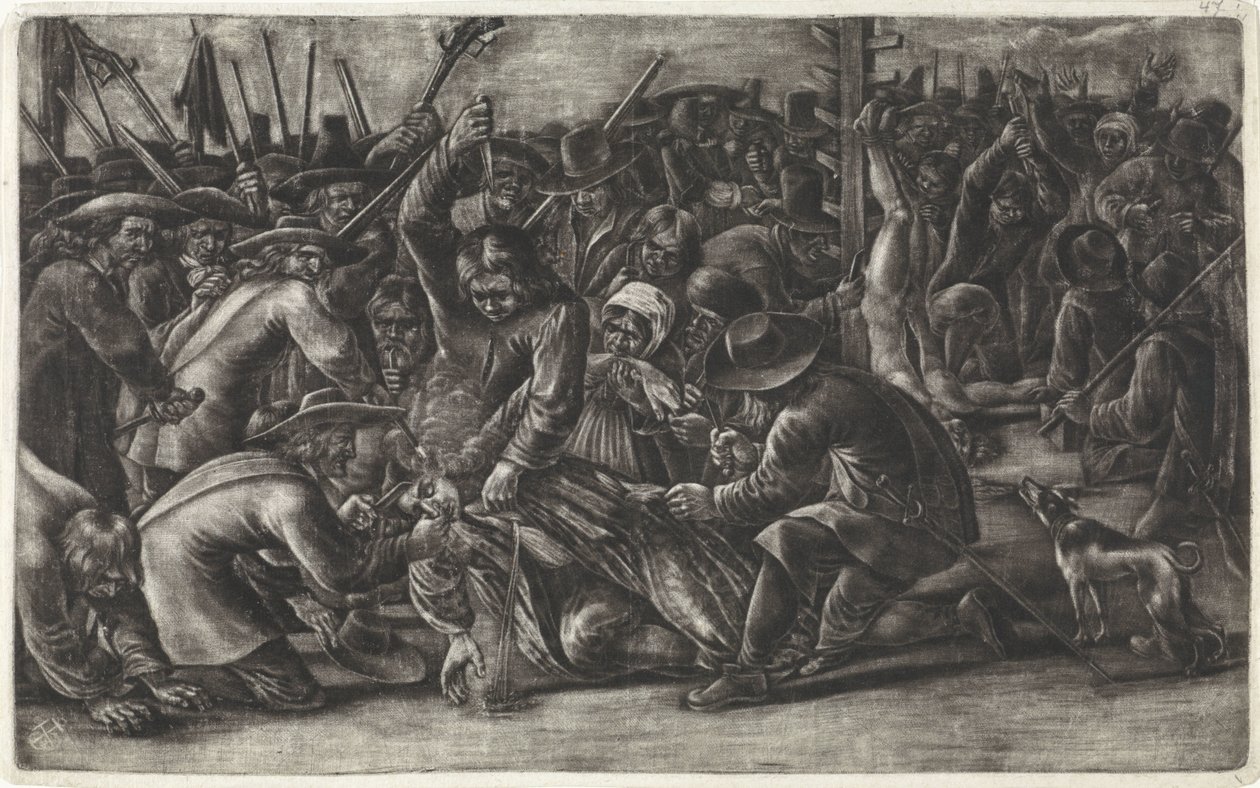 De Witt Brothersin ruumiiden silpominen, 1672 tekijältä Hendrick Danckerts