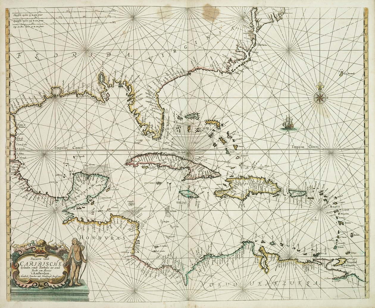 Caribische eylanden Pascaerte, from de Barbados tot aende Bocht van Mexico tekijältä Hendrick Doncker