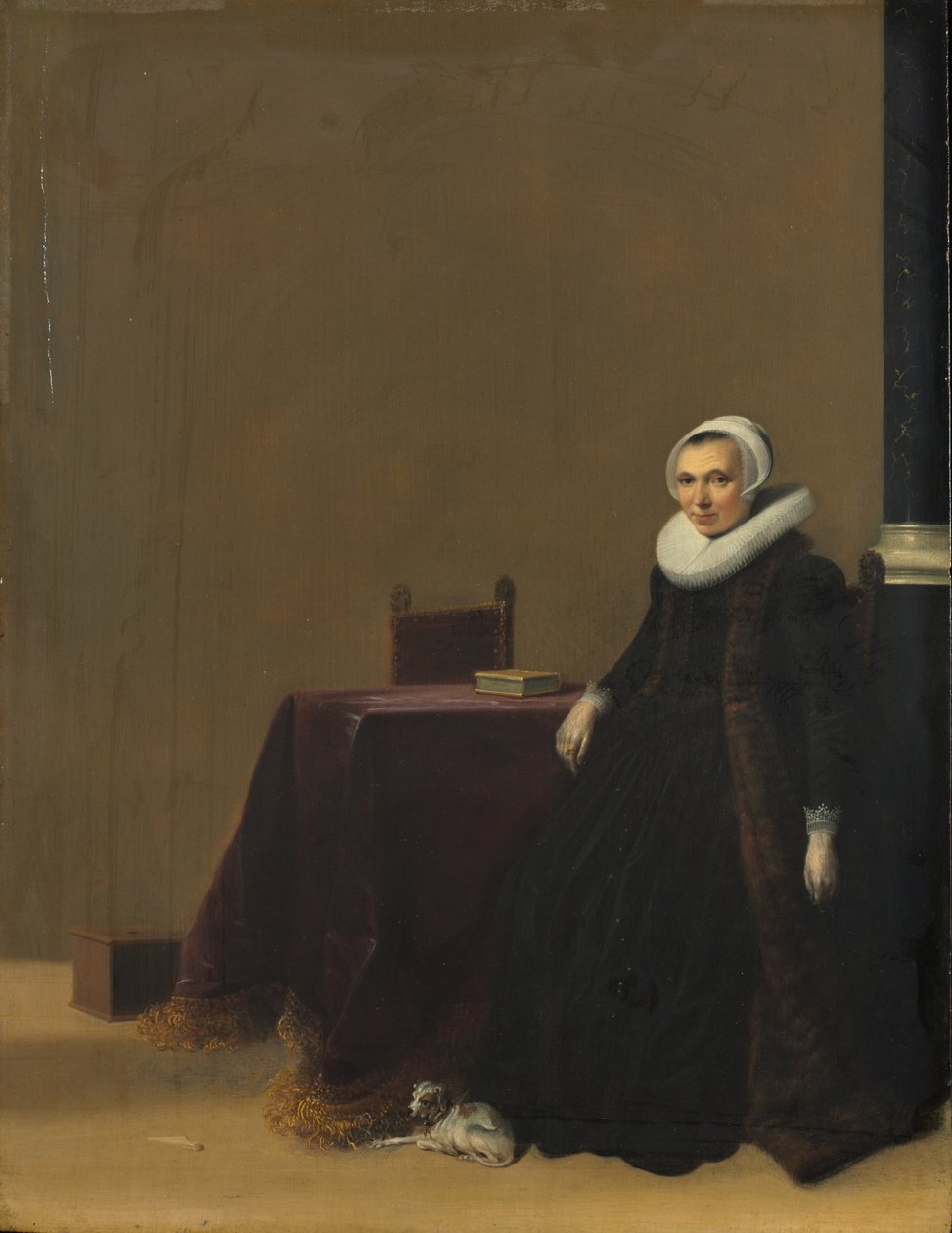 Muotokuva naisesta koiran kanssa, n. 1635 tekijältä Hendrick Gerritsz Pot