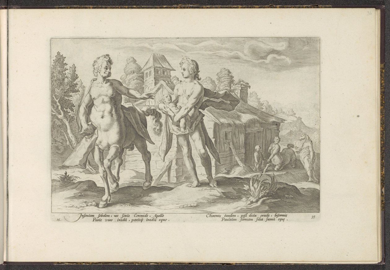 Apollo uskoo Asklepiuksen Chironin käsiin Ovid