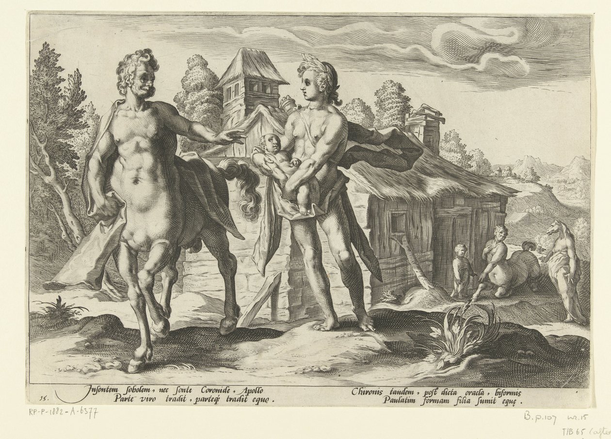 Apollo uskoo Asklepiuksen Chironin käsiin Ovid