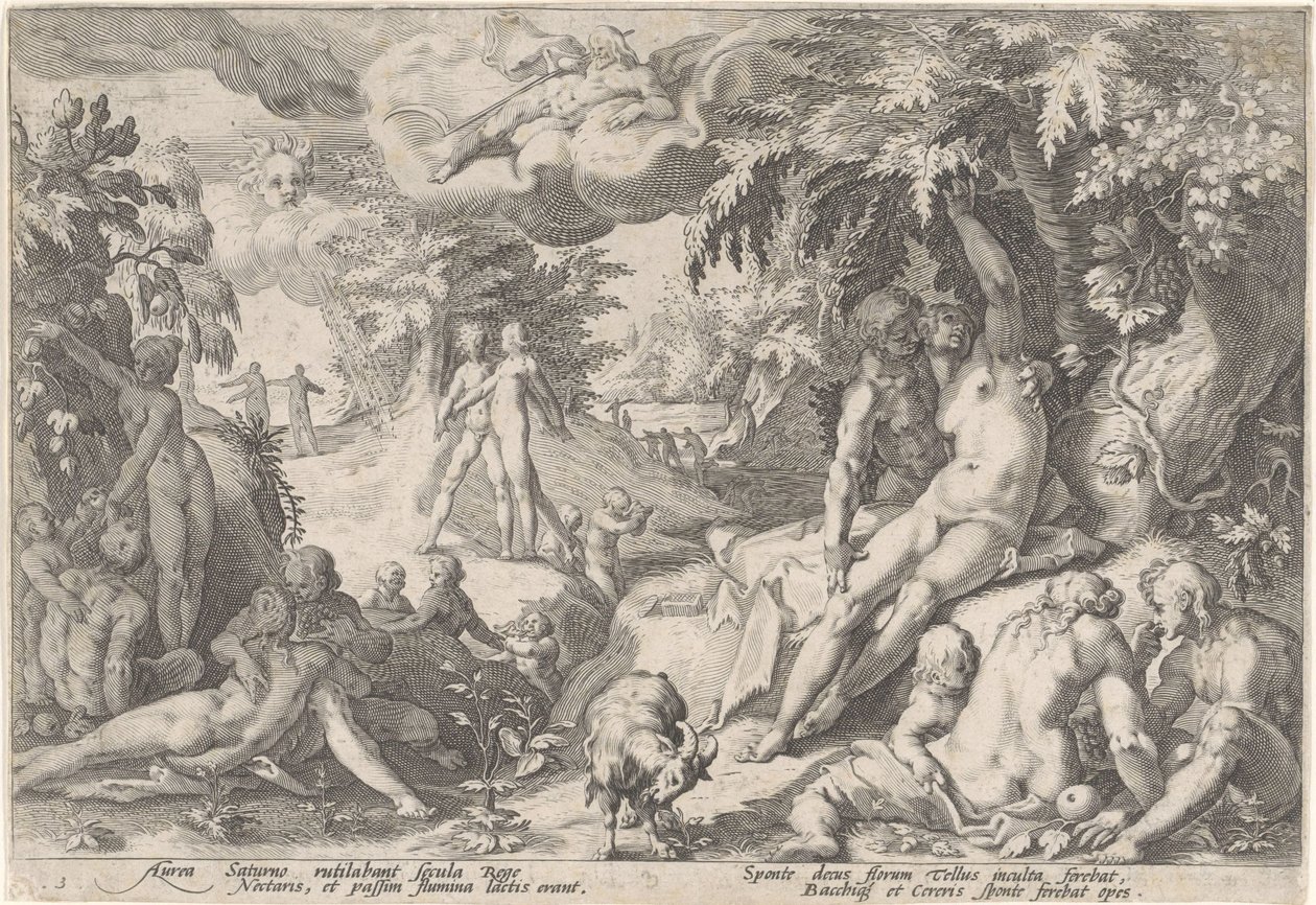 Kultainen ikä Metamorphoses of Ovid (sarjan nimi) tekijältä Hendrick Goltzius (workshop of)