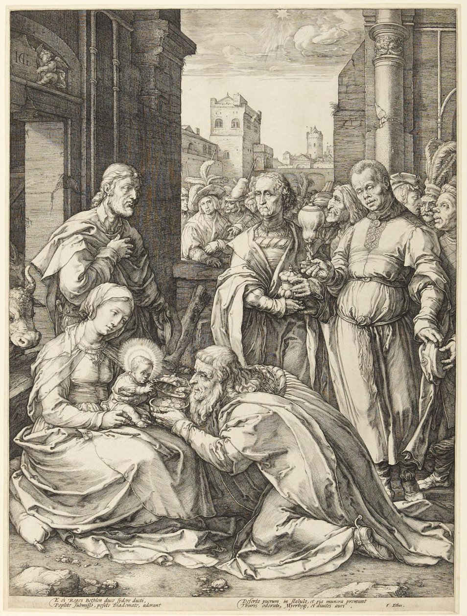 Tietäjien kumarrus tekijältä Hendrick Goltzius