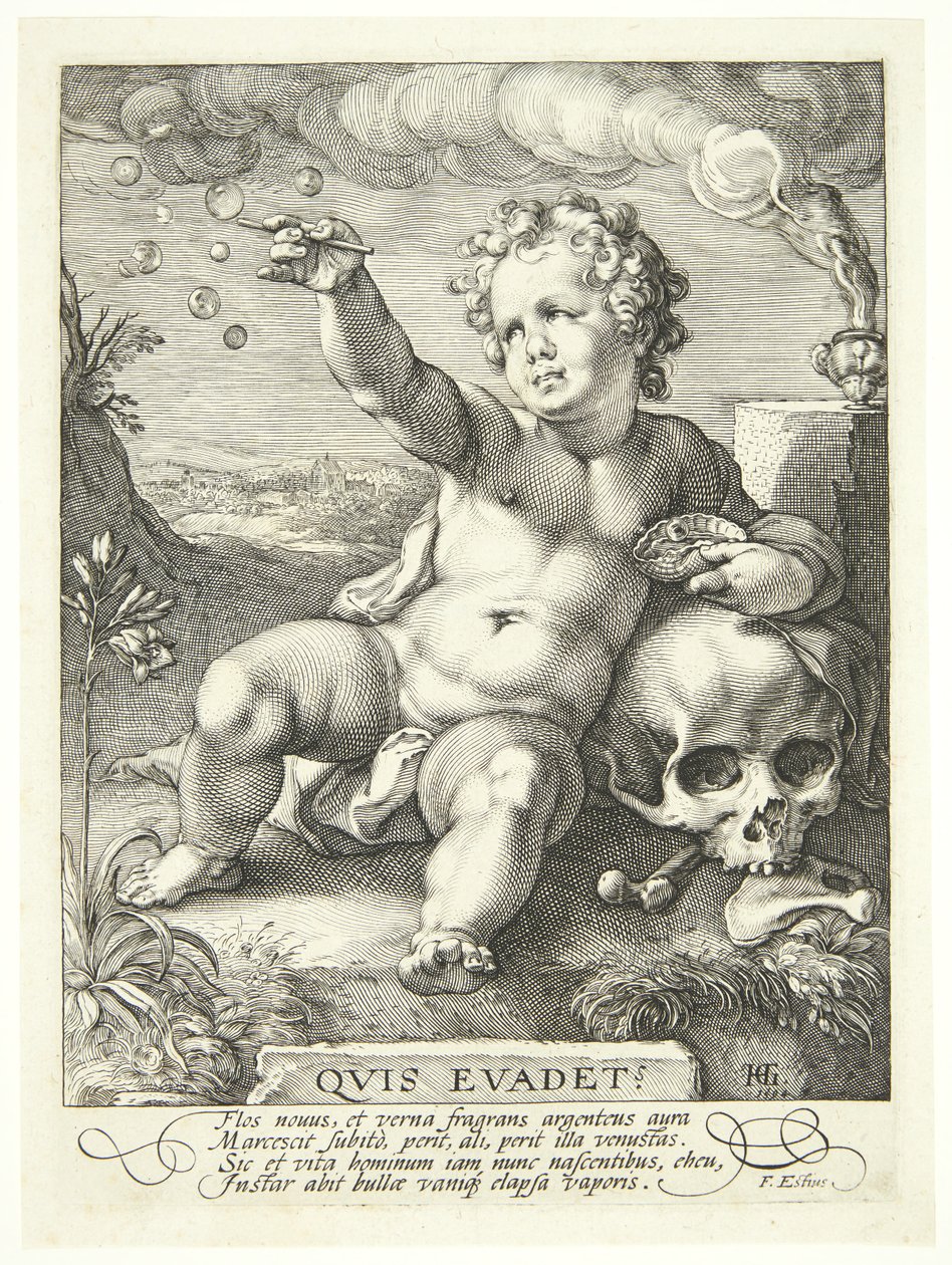 Allegoria elämän ohimenevyydestä ("Quis Evadet?") tekijältä Hendrick Goltzius