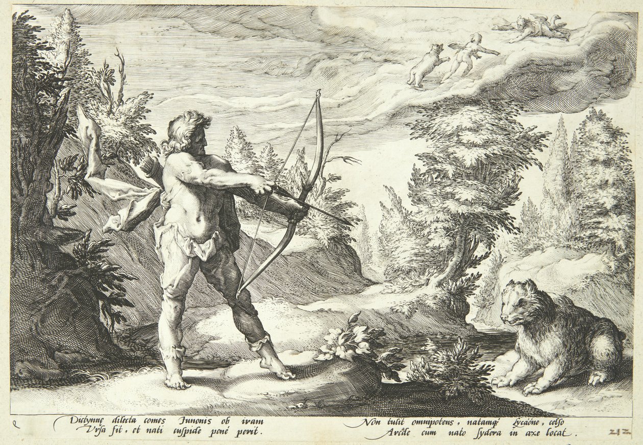 Arcas valmistautui tappamaan äitinsä tekijältä Hendrick Goltzius