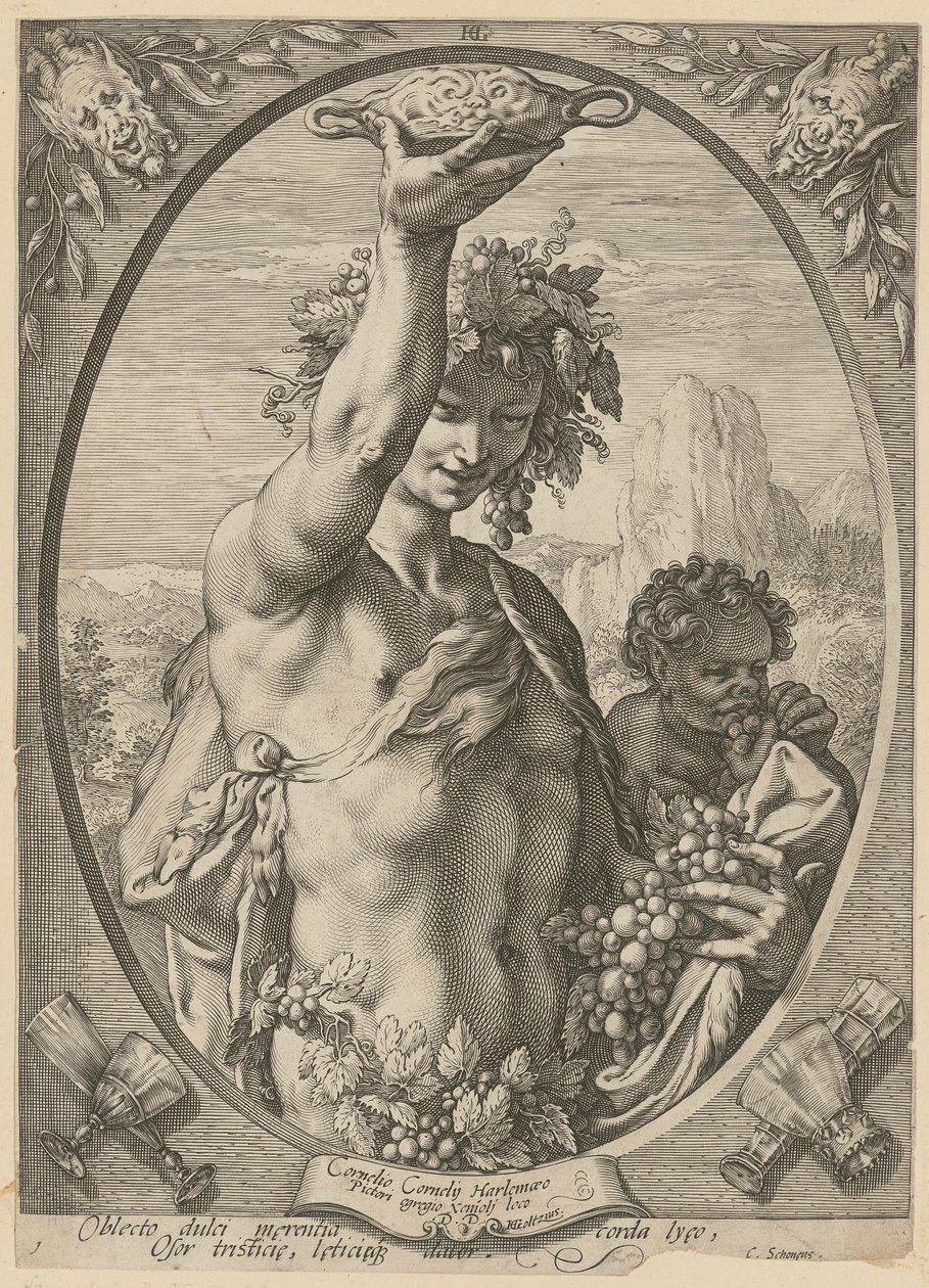 Bacchus, sarjan ”Bacchus, Venus ja Ceres” 1. arkki tekijältä Hendrick Goltzius
