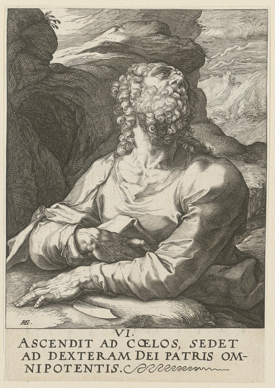 Bartholomäus, sarjan ”Kristus, kaksitoista apostolia ja Paavali” sivu 6 tekijältä Hendrick Goltzius