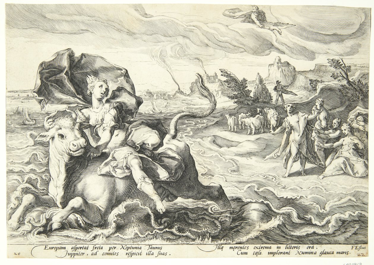 Euroopan sieppaus tekijältä Hendrick Goltzius
