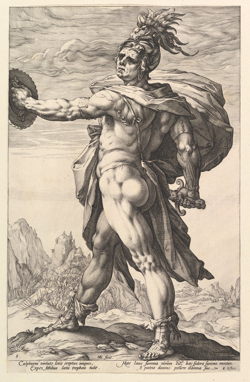 Calphurnius, teoksesta "Roomalaiset sankarit" tekijältä Hendrick Goltzius
