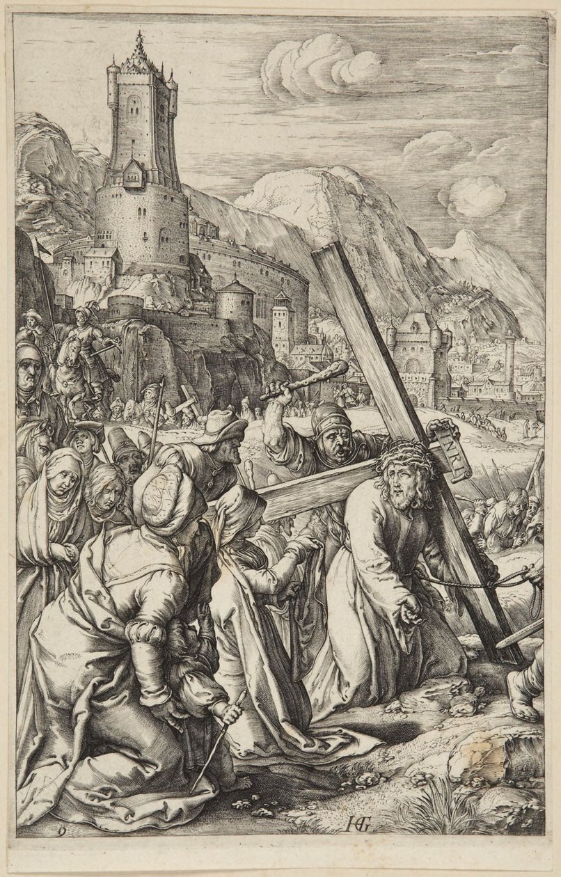 Kristus kantaa ristiä tekijältä Hendrick Goltzius