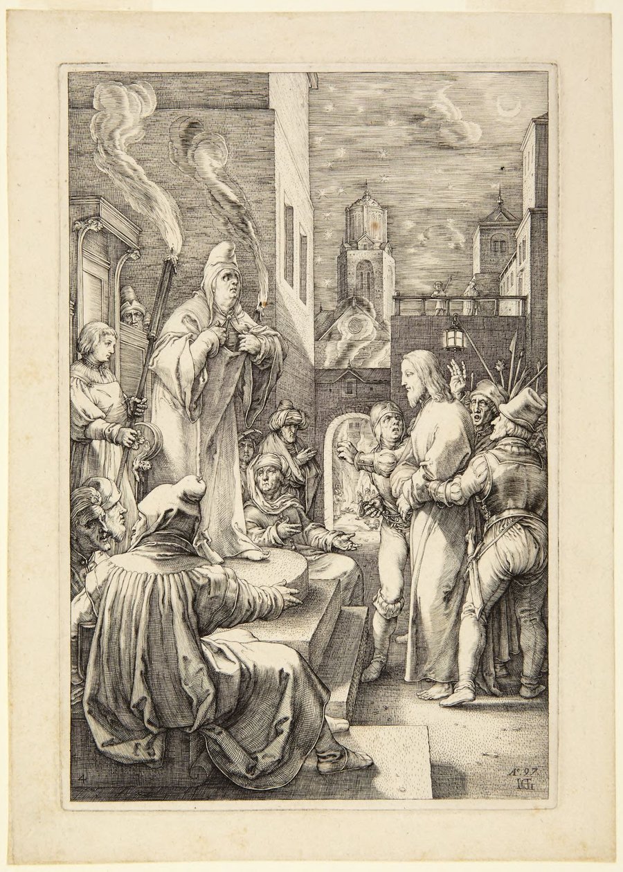 Kristus Kaifaan edessä tekijältä Hendrick Goltzius