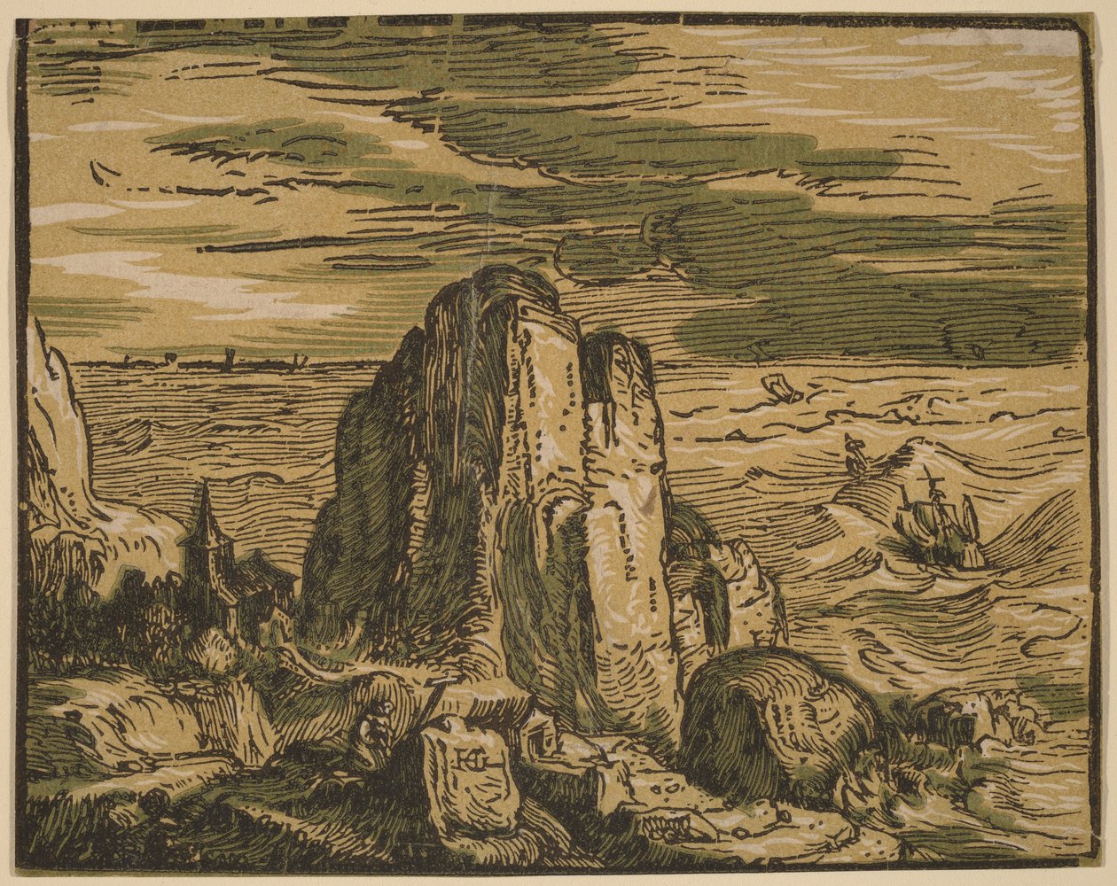 Jyrkänne merenrannalla tekijältä Hendrick Goltzius