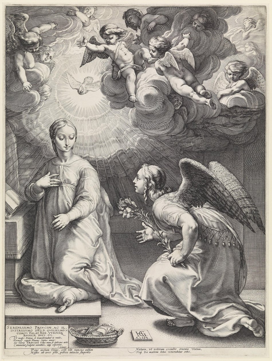 Enkelin ilmestys Marialle tekijältä Hendrick Goltzius