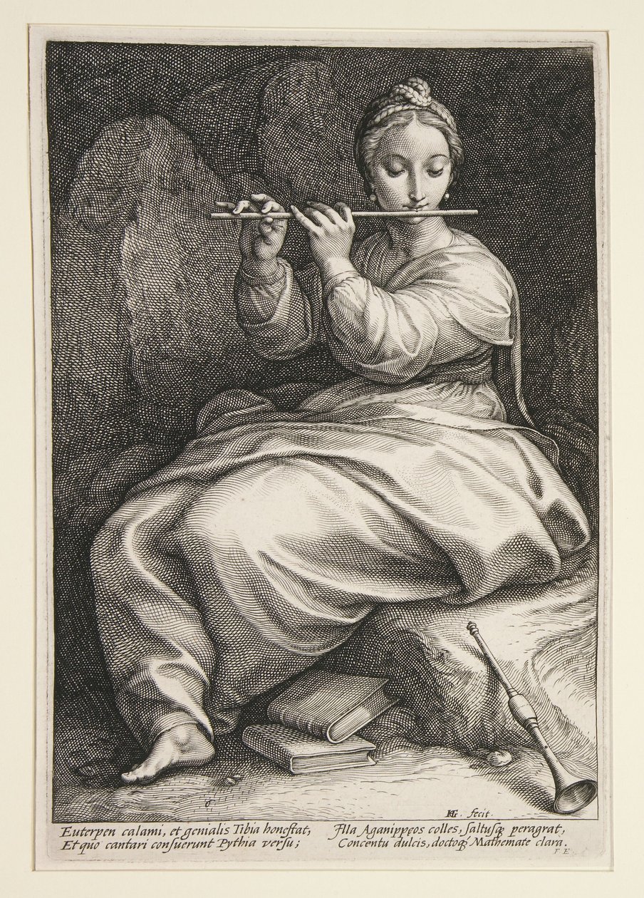 Euterpe, taulu 6 sarjasta Yhdeksän muusaa tekijältä Hendrick Goltzius