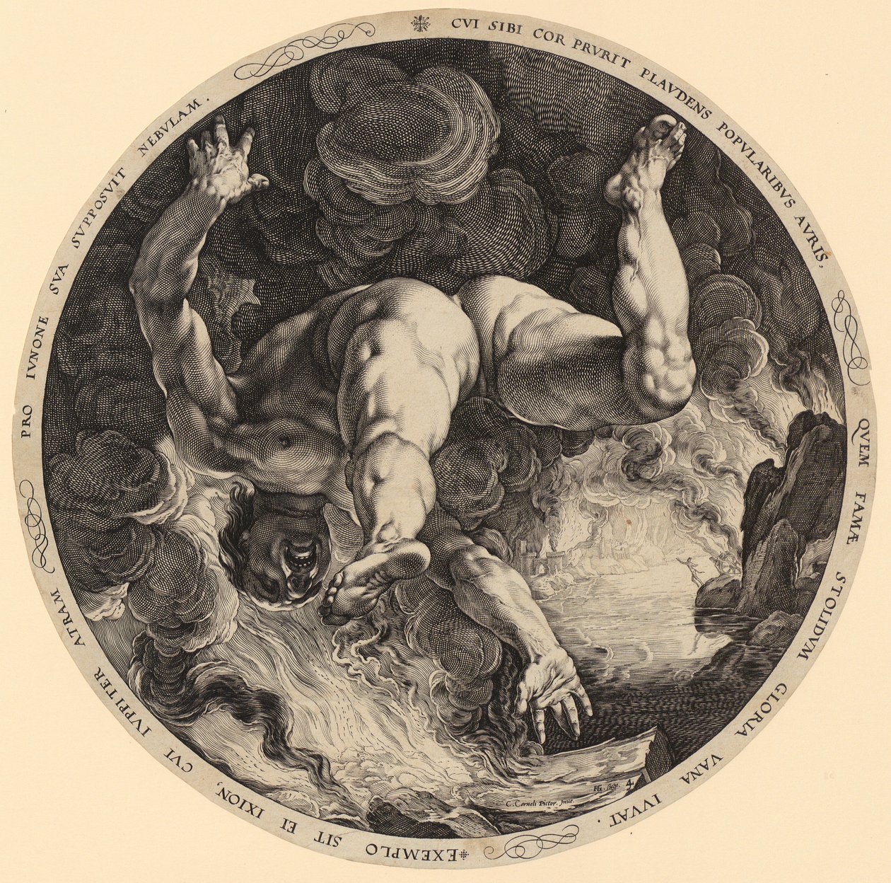 Ixionin tapaus, sarjan ”Neljä taivaan valloittajaa” 4. osa tekijältä Hendrick Goltzius