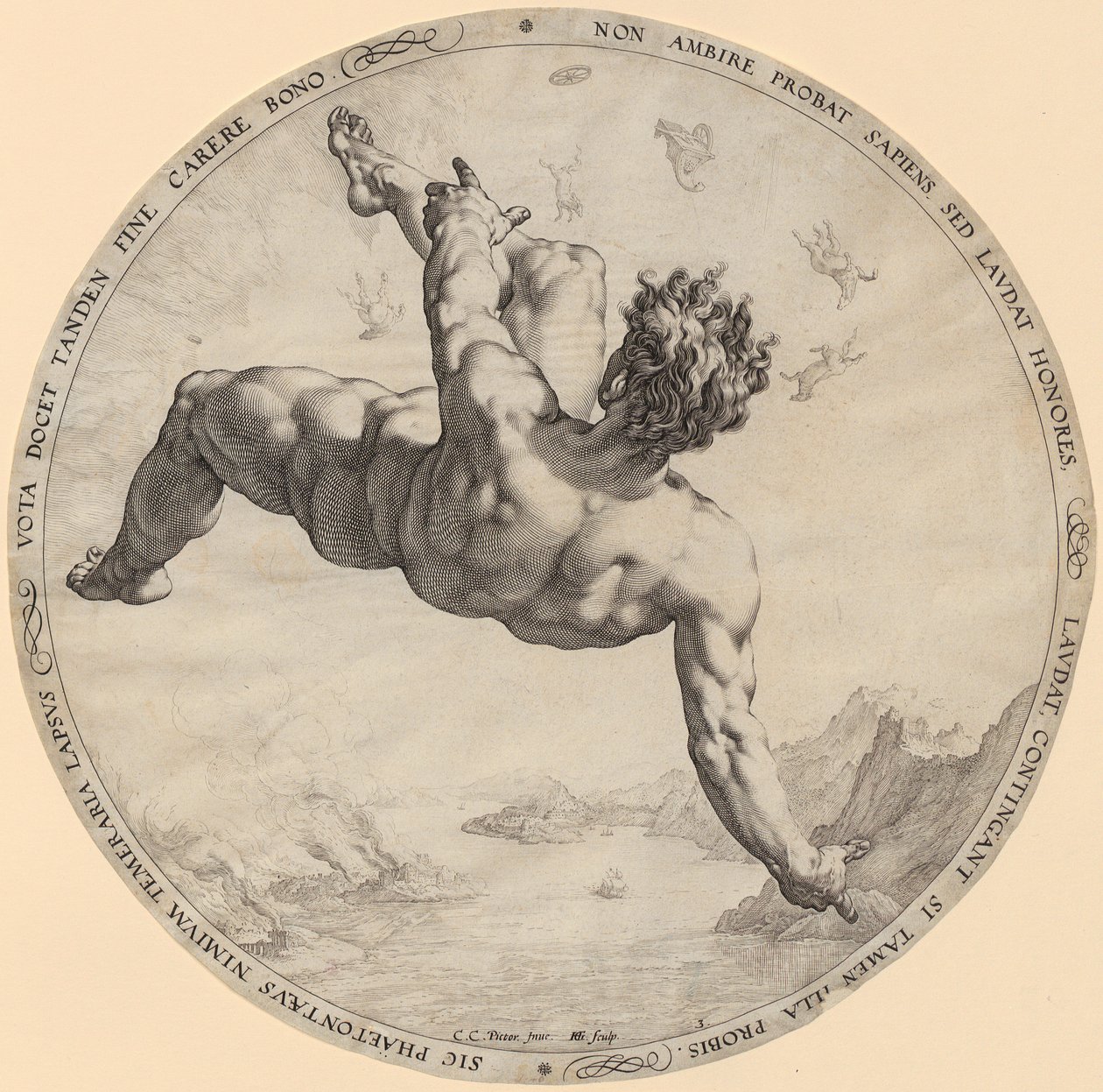 Phaetonin tapaus, sarjan ”Neljä taivaan valloittajaa” 3. osa tekijältä Hendrick Goltzius